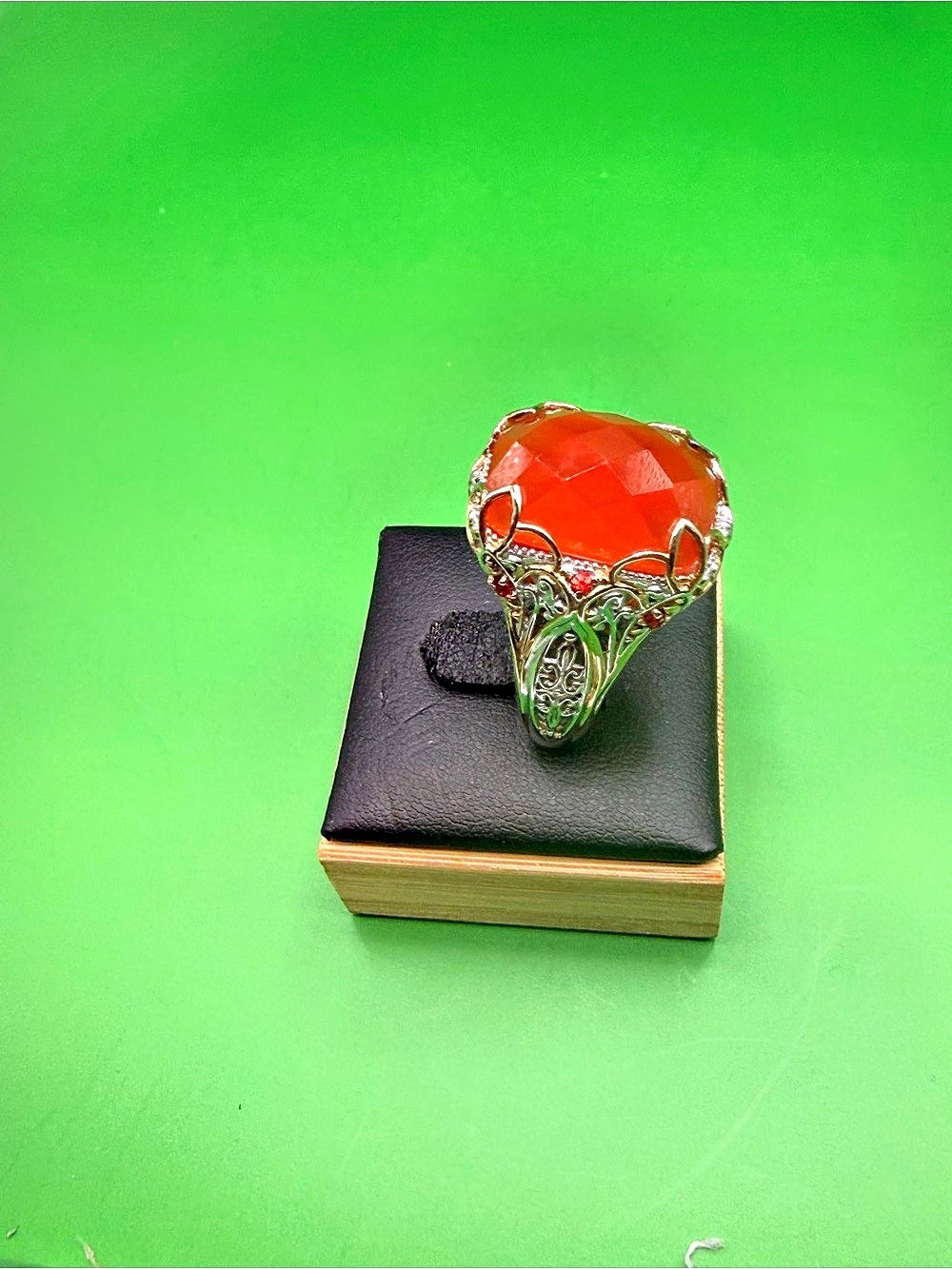 925 Sterling Silver Carnelian Ring Size 10.